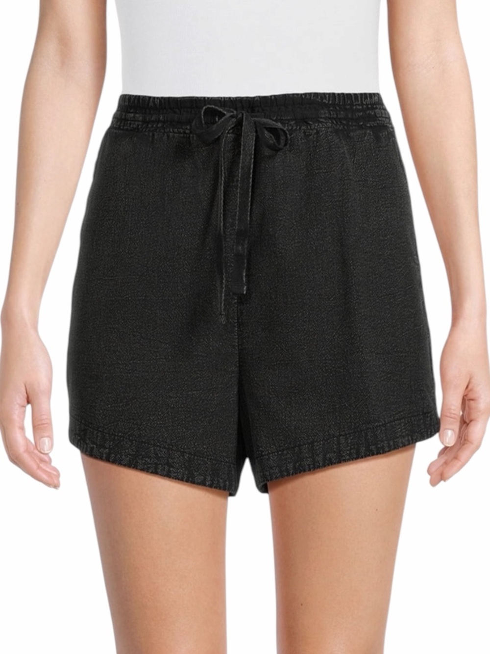 TIME AND DRU Garment Dyed Pull On Shorts in Black